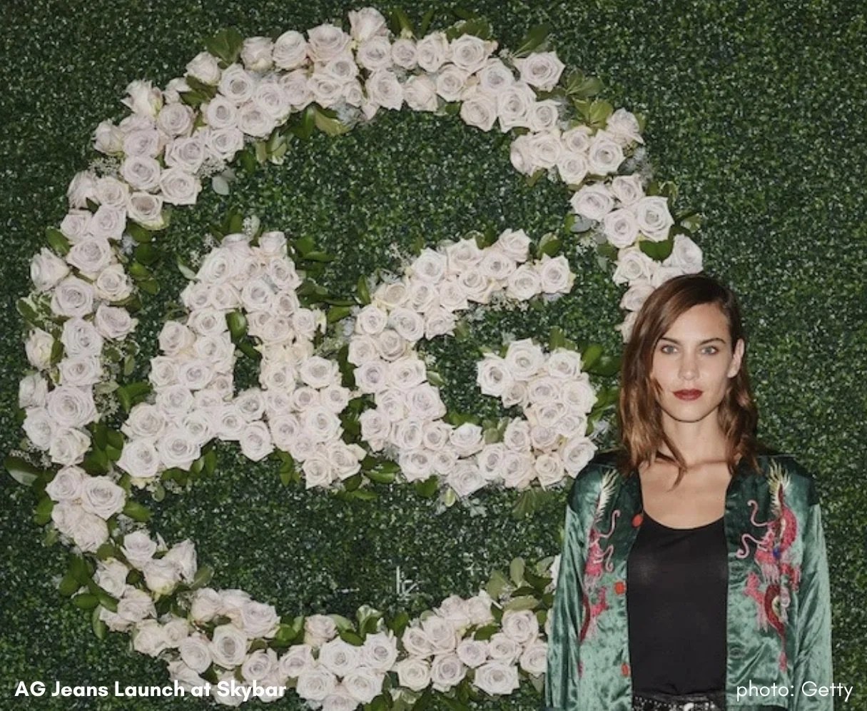 AG Jeans launch floral logo wall by Kilkea Design